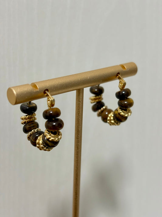 Tiger Eye Ear Hoops